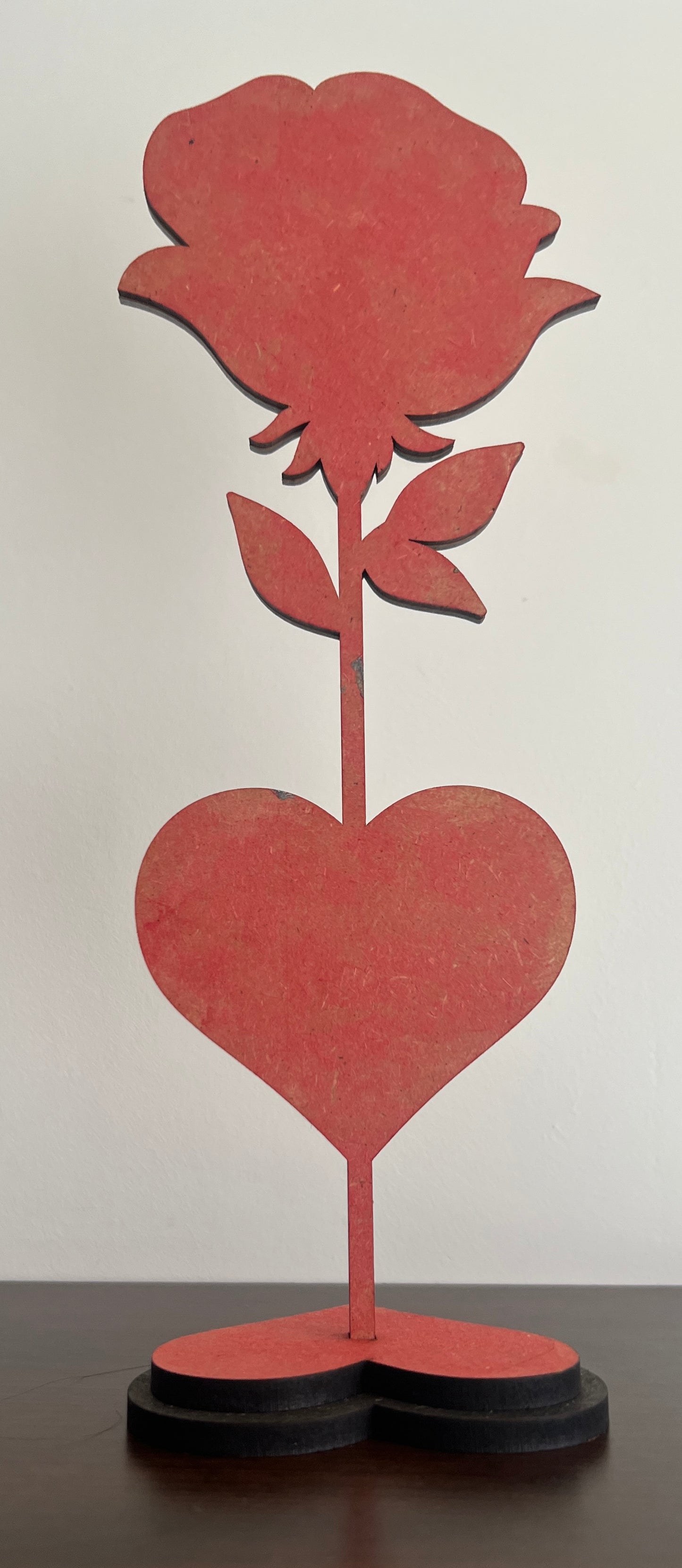 Personalised Red & Gold Rose on a Black & Red Stand