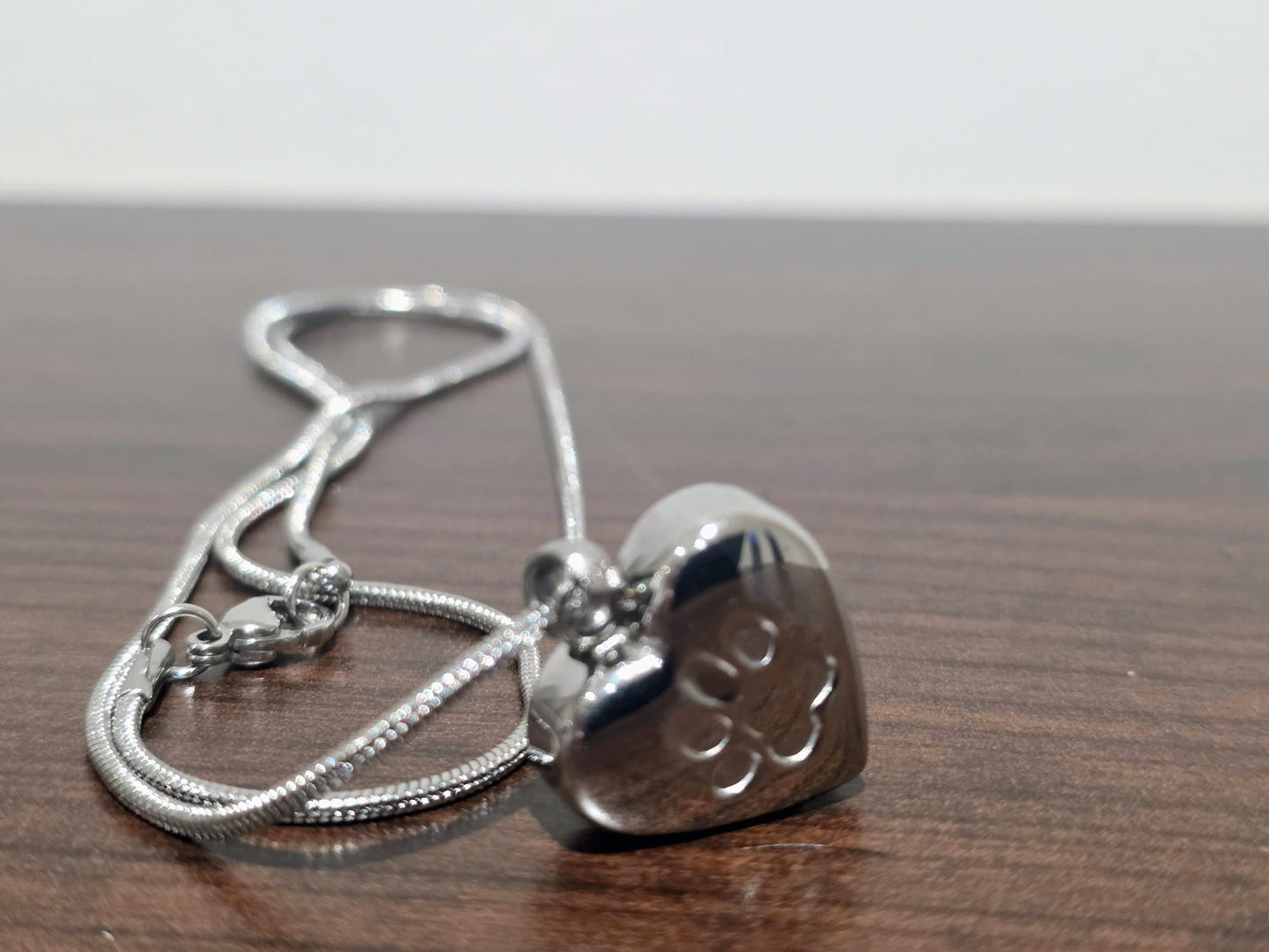 Paw Print Pet Heart Urn Necklace Memorial Keepsake