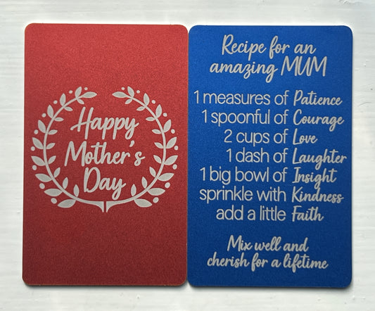 Recipe for an Amazing Mum Metal Card