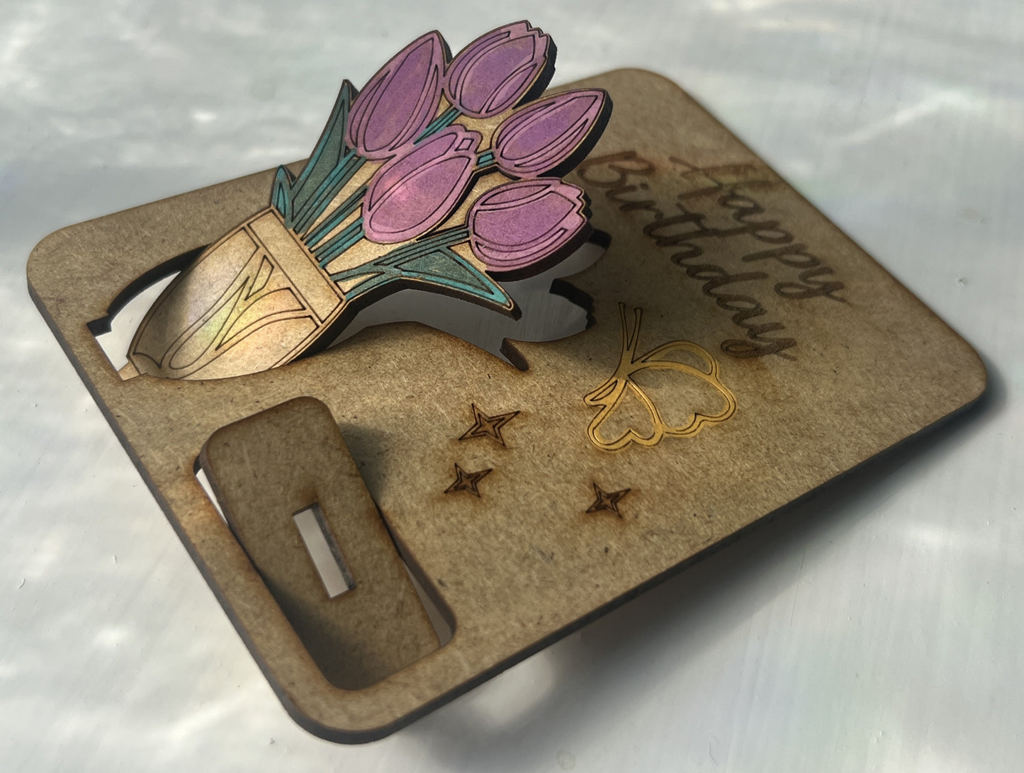 Hand Crafted Happy Birthday Wooden Card