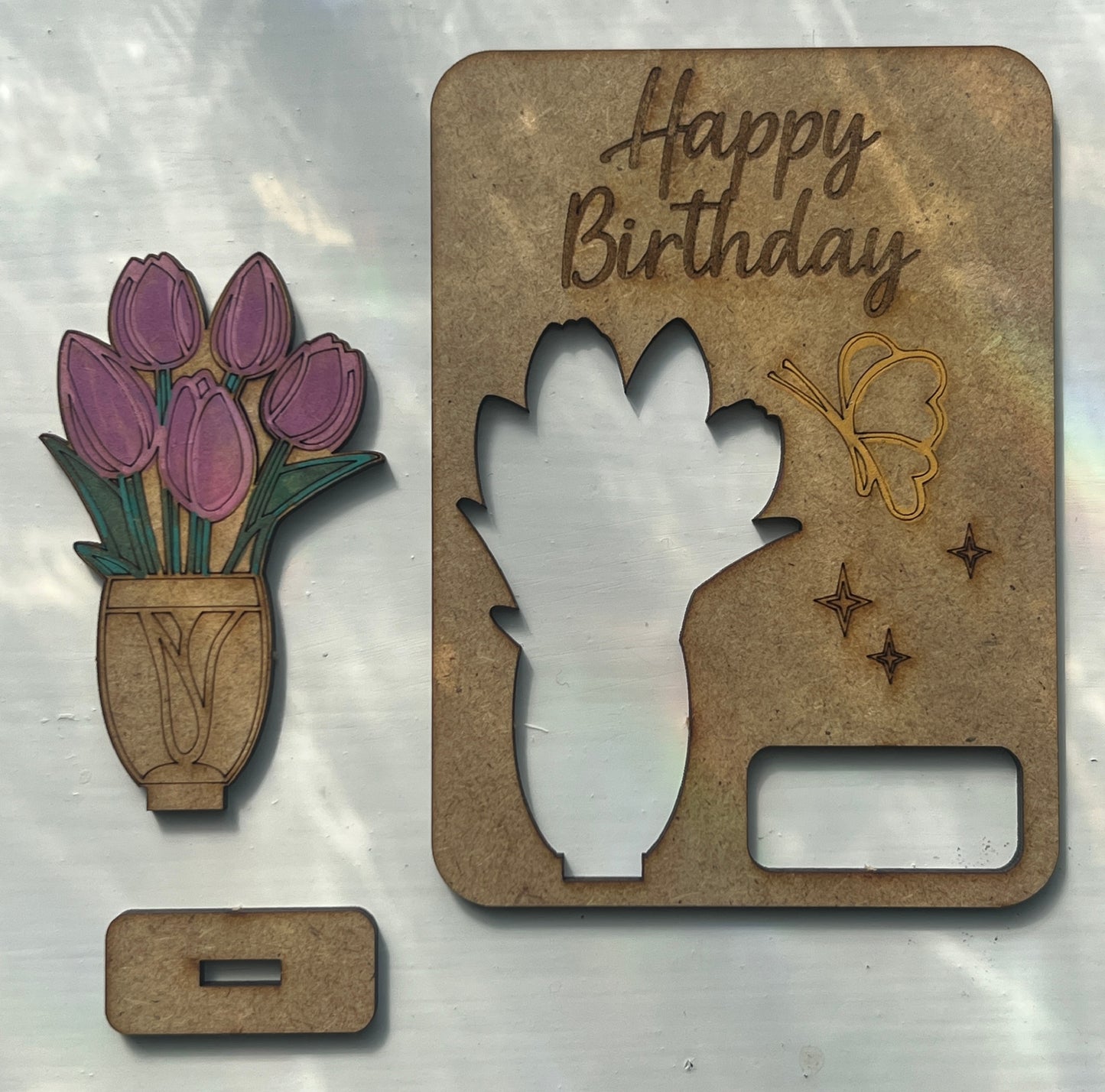 Hand Crafted Happy Birthday Wooden Card
