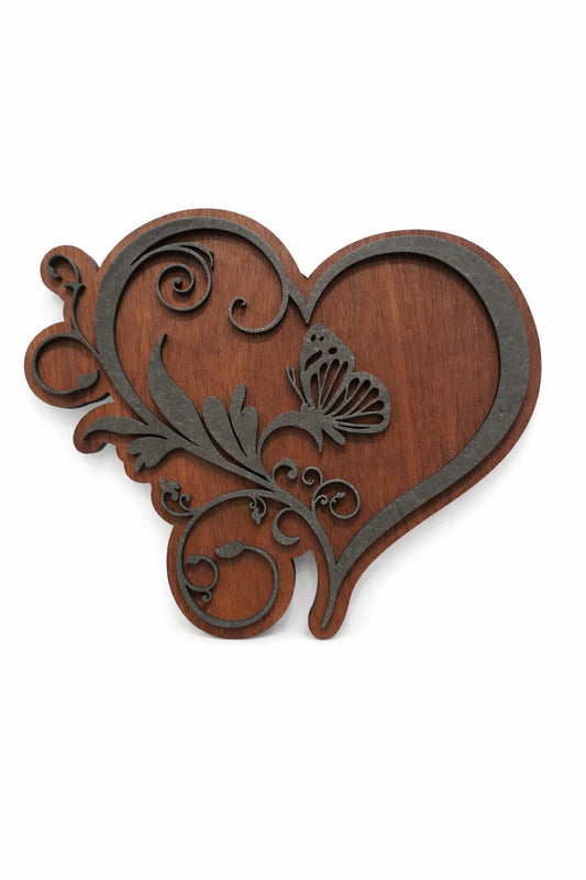 Floral Heart Butterfly Plaque Display