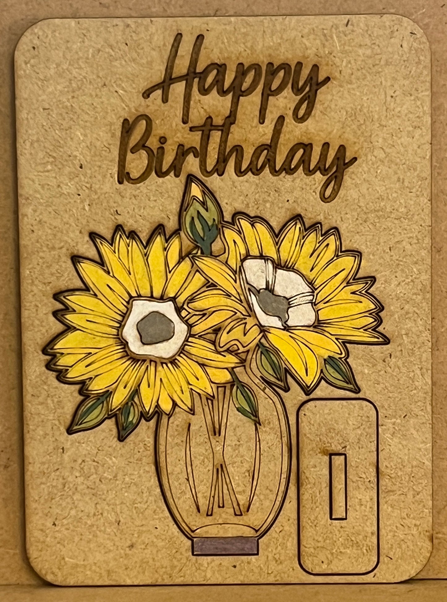 Hand Crafted Happy Birthday Wooden Card