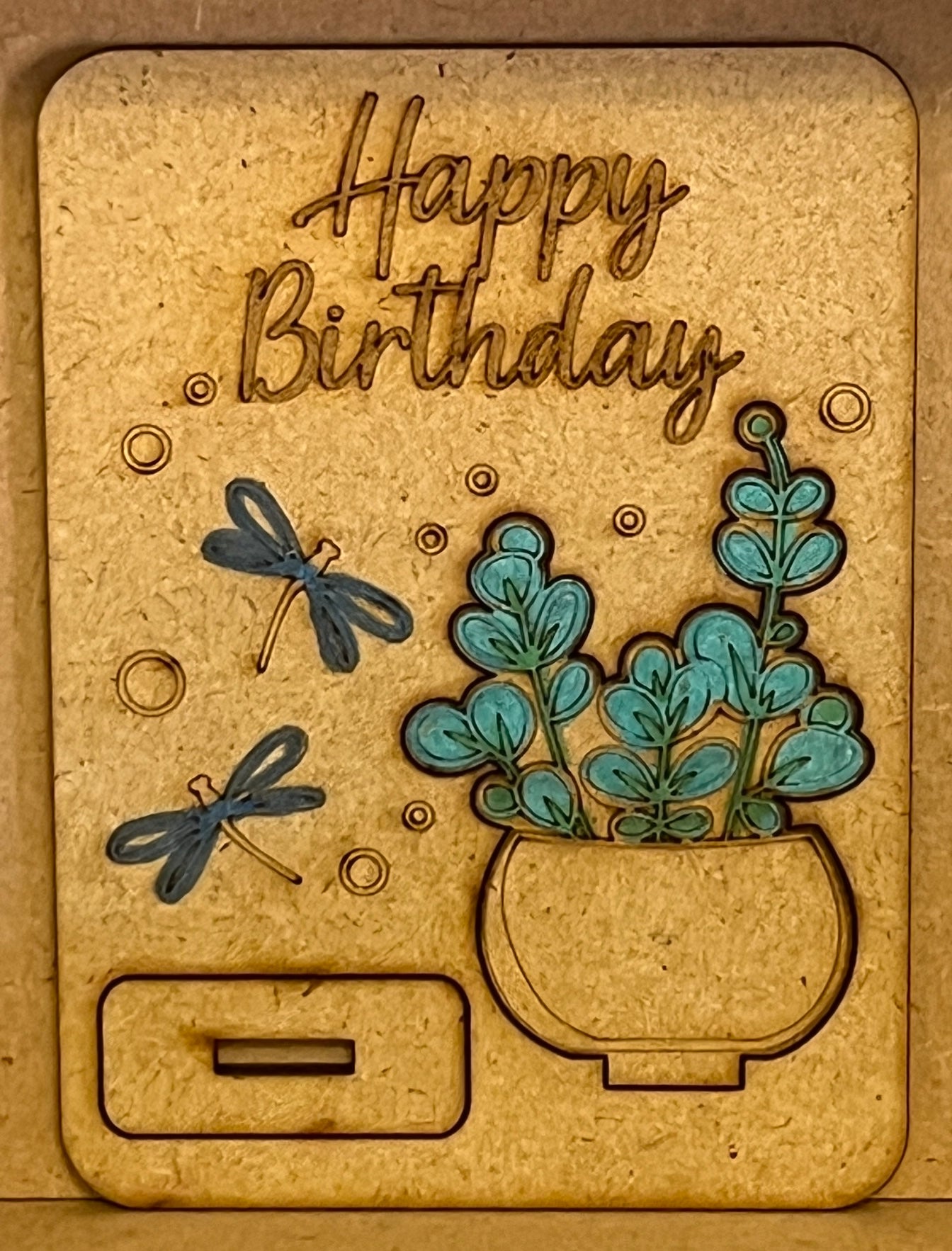 Hand Crafted Happy Birthday Wooden Card