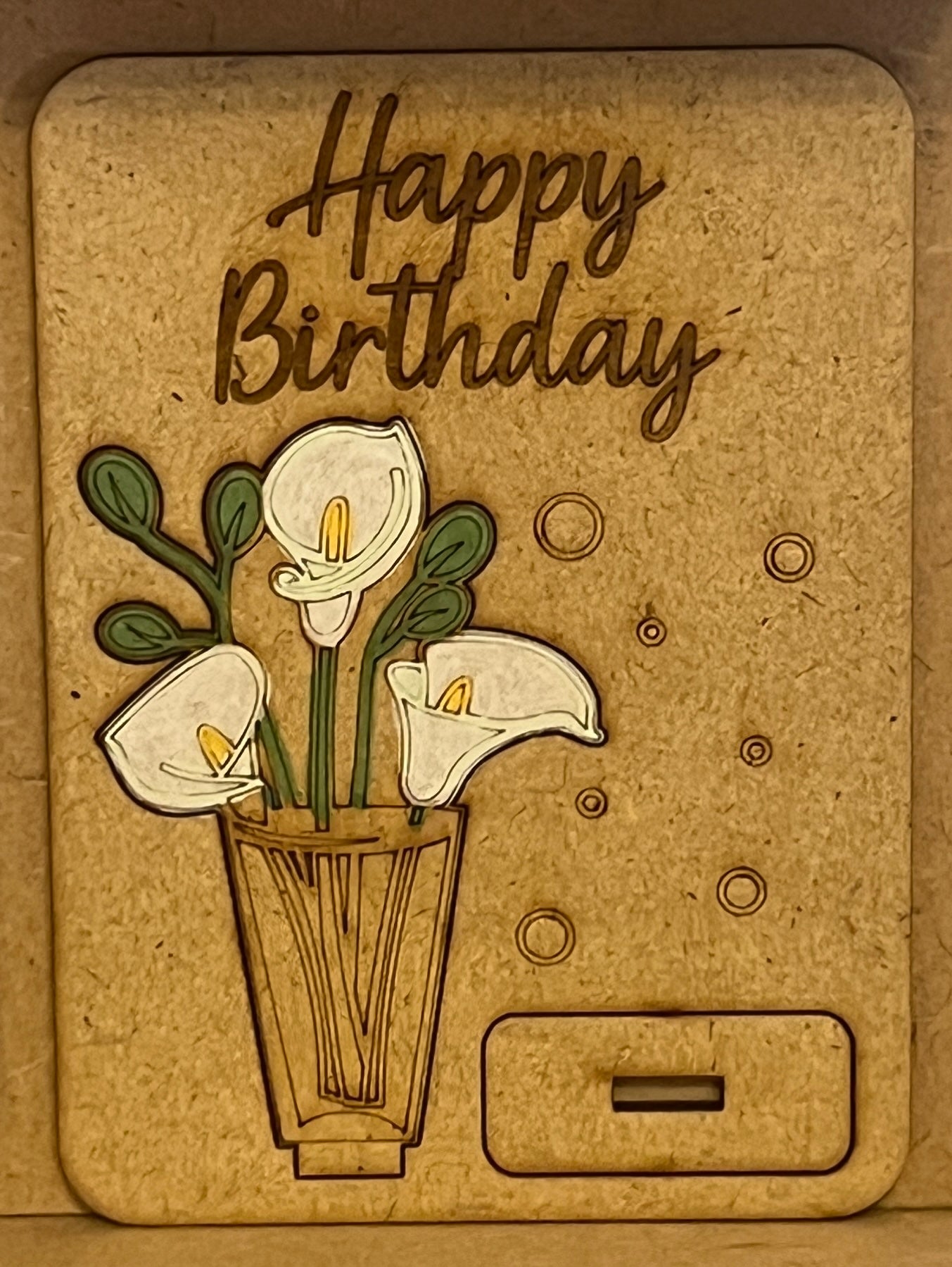 Hand Crafted Happy Birthday Wooden Card