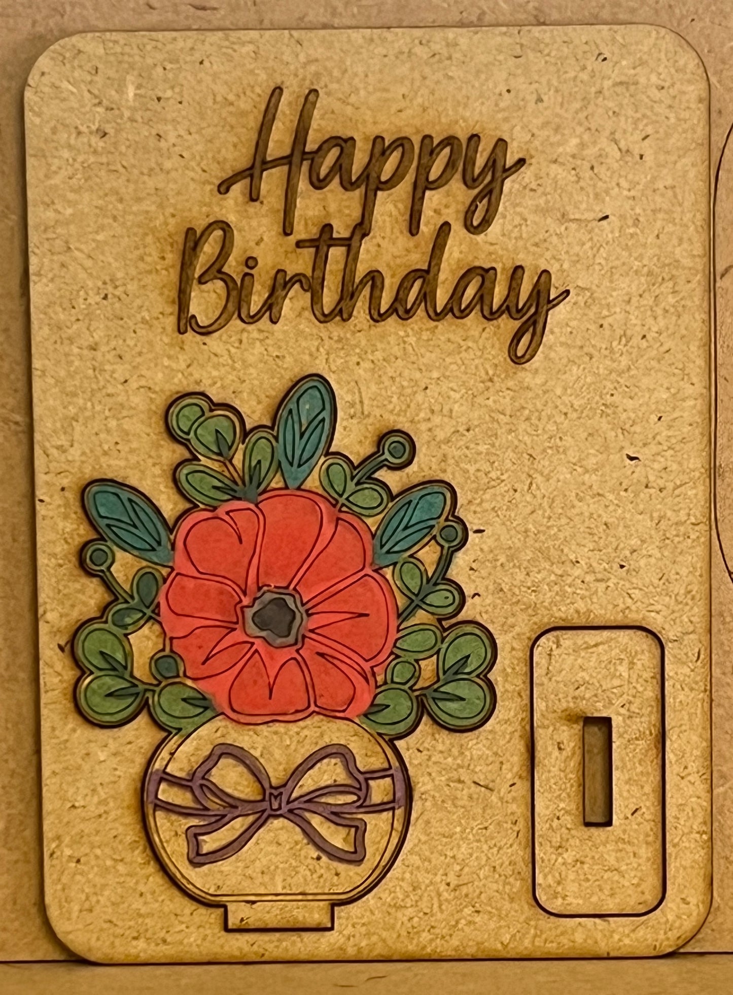 Hand Crafted Happy Birthday Wooden Card