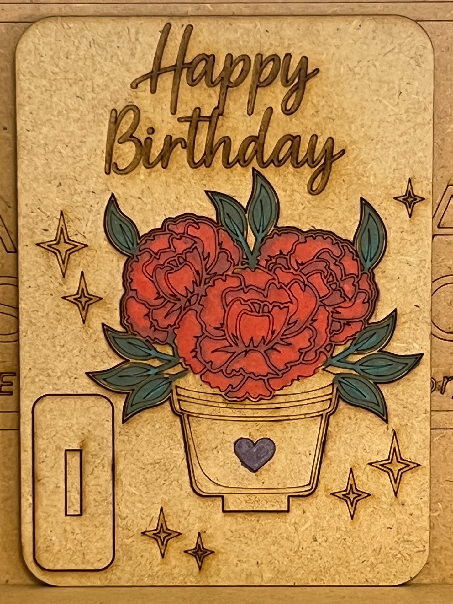 Hand Crafted Happy Birthday Wooden Card