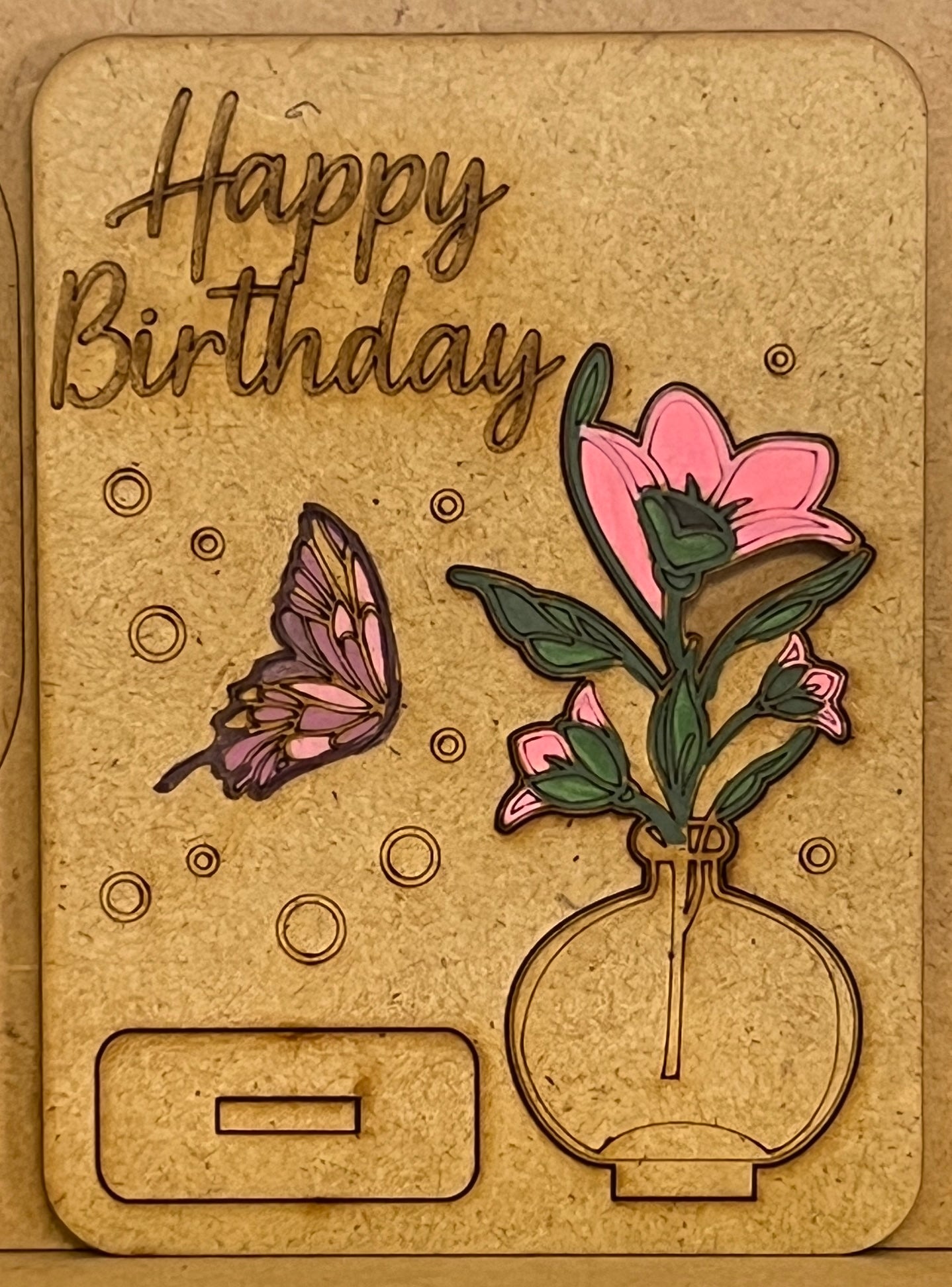 Hand Crafted Happy Birthday Wooden Card