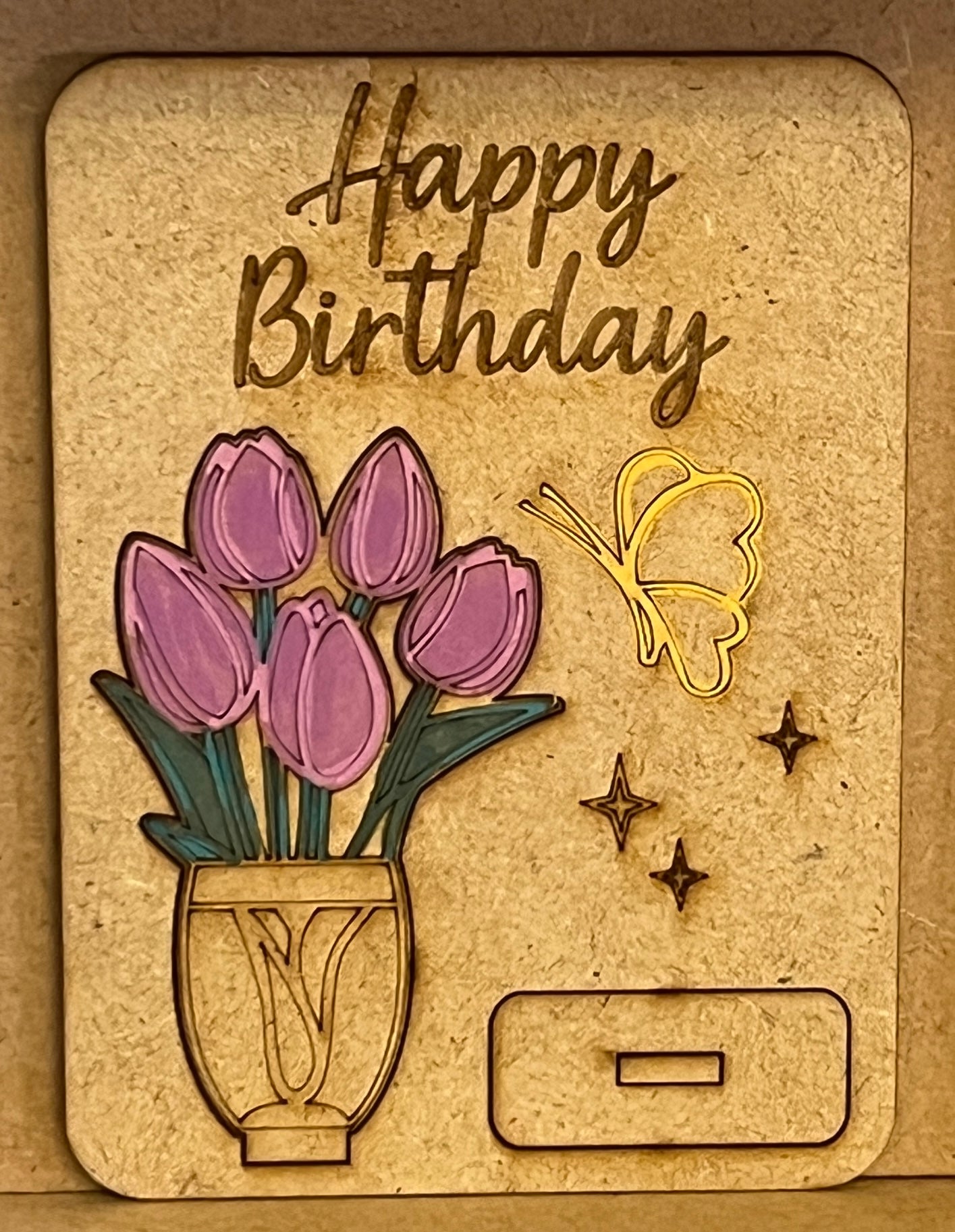 Hand Crafted Happy Birthday Wooden Card