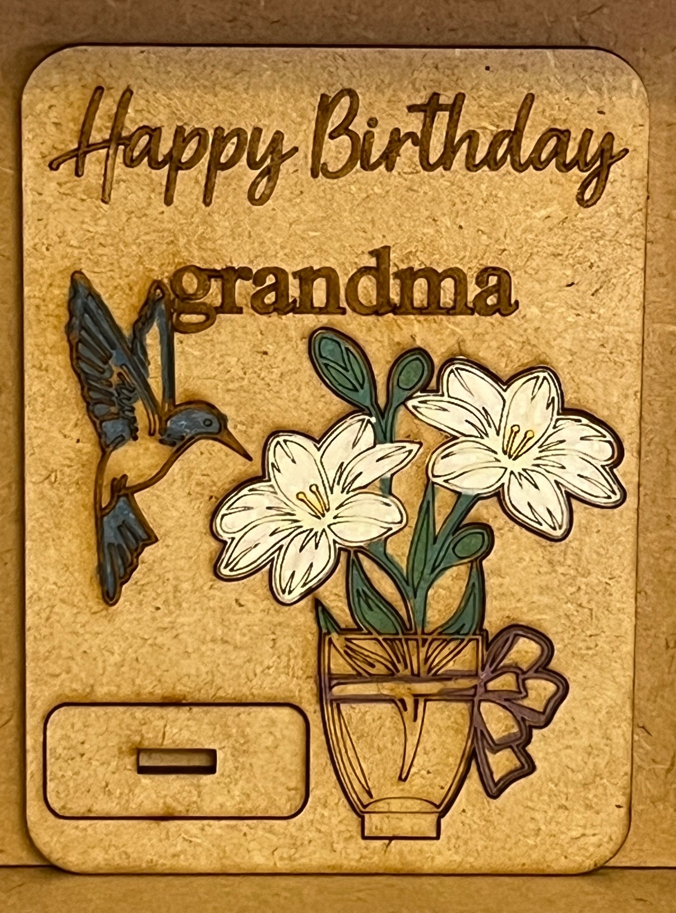 Hand Crafted Happy Birthday Wooden Card