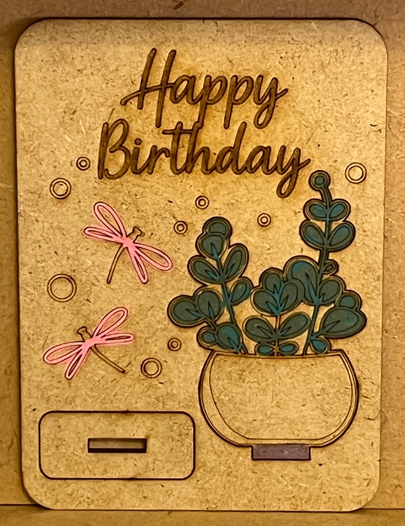 Hand Crafted Happy Birthday Wooden Card