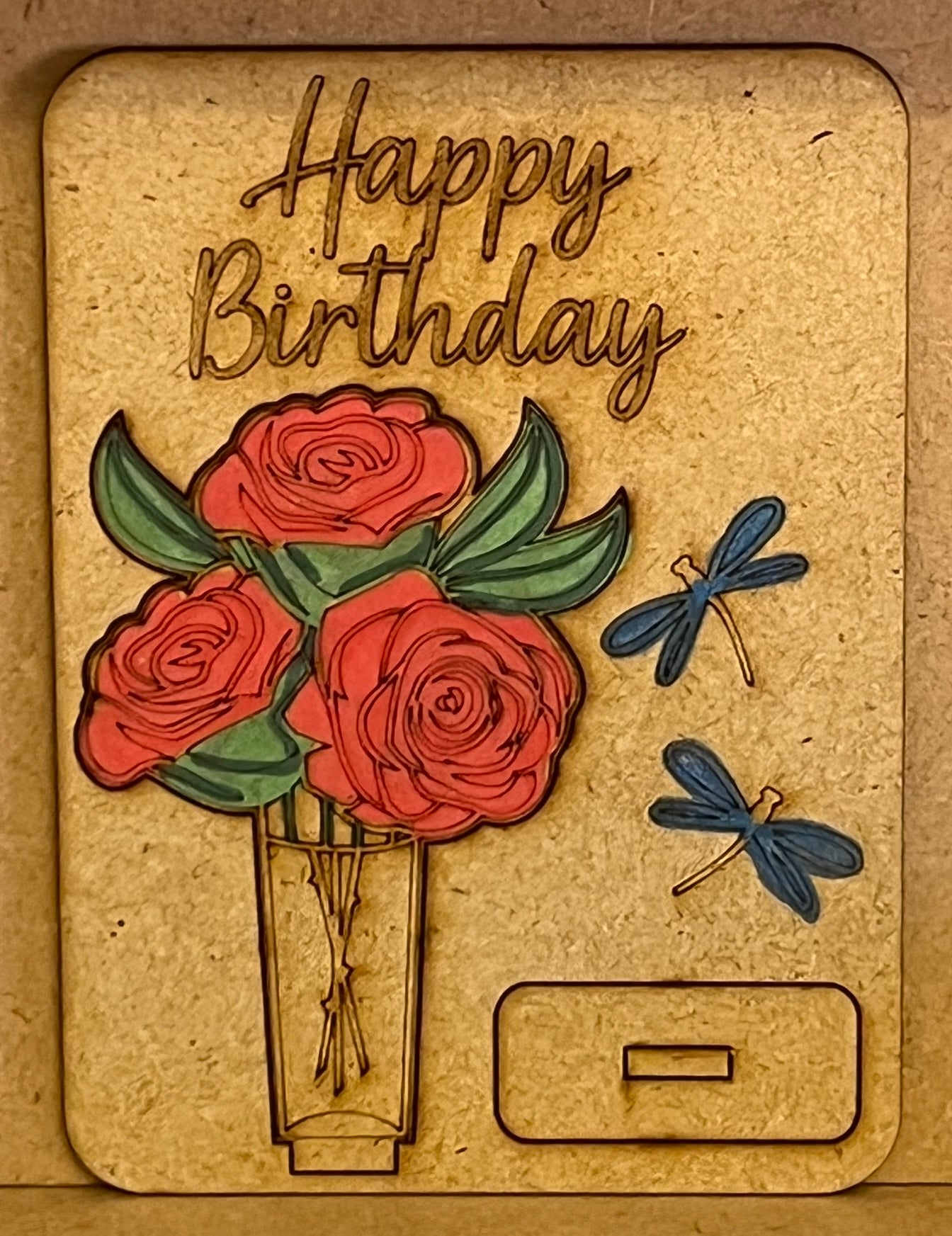 Hand Crafted Happy Birthday Wooden Card