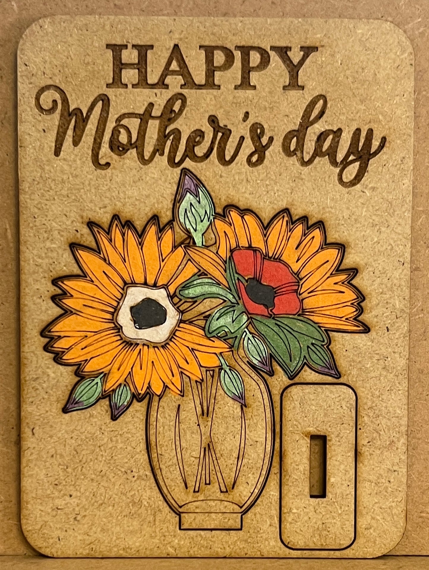 Hand Crafted Mother's Day Wooden Card