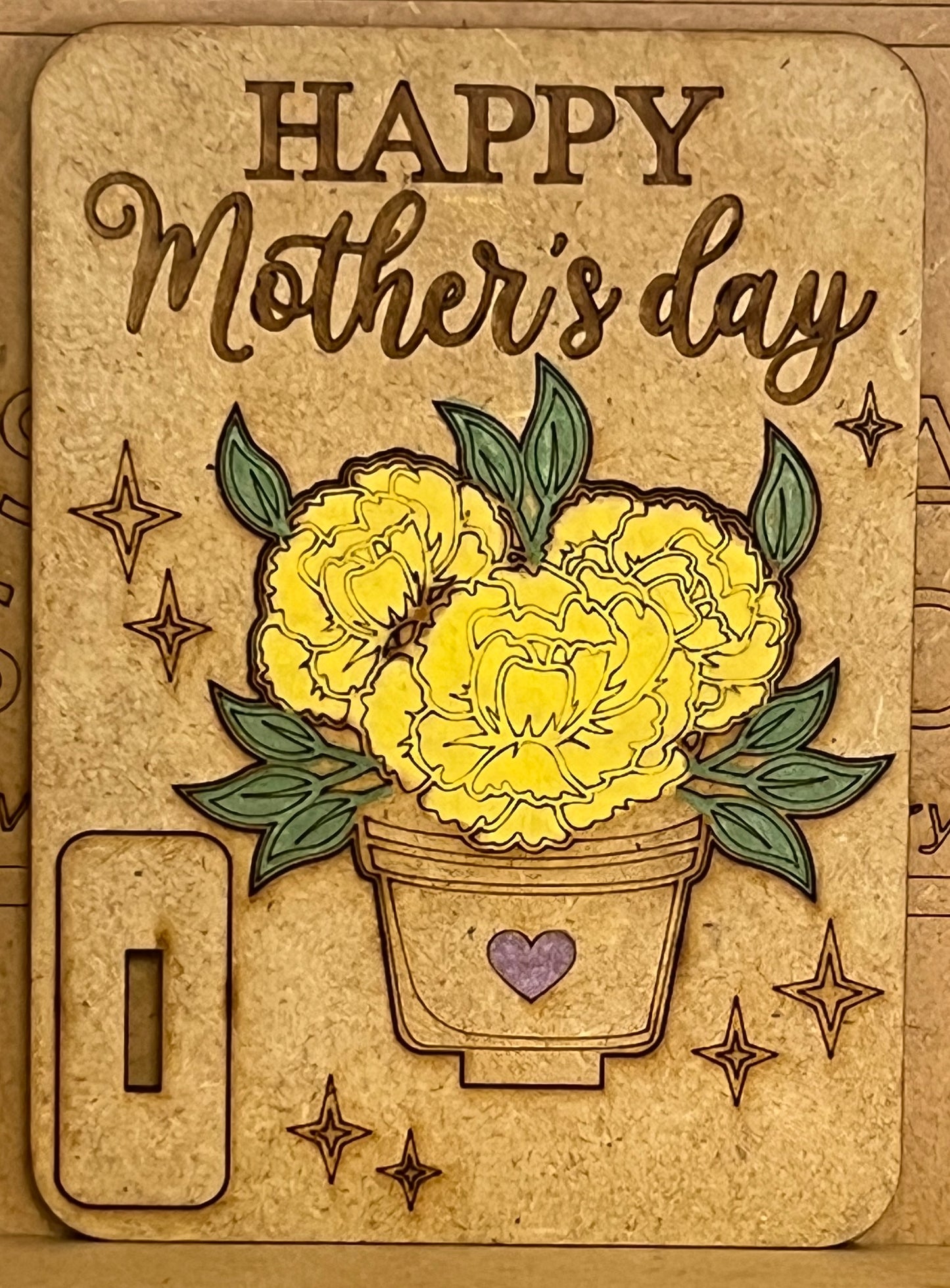 Hand Crafted Mother's Day Wooden Card