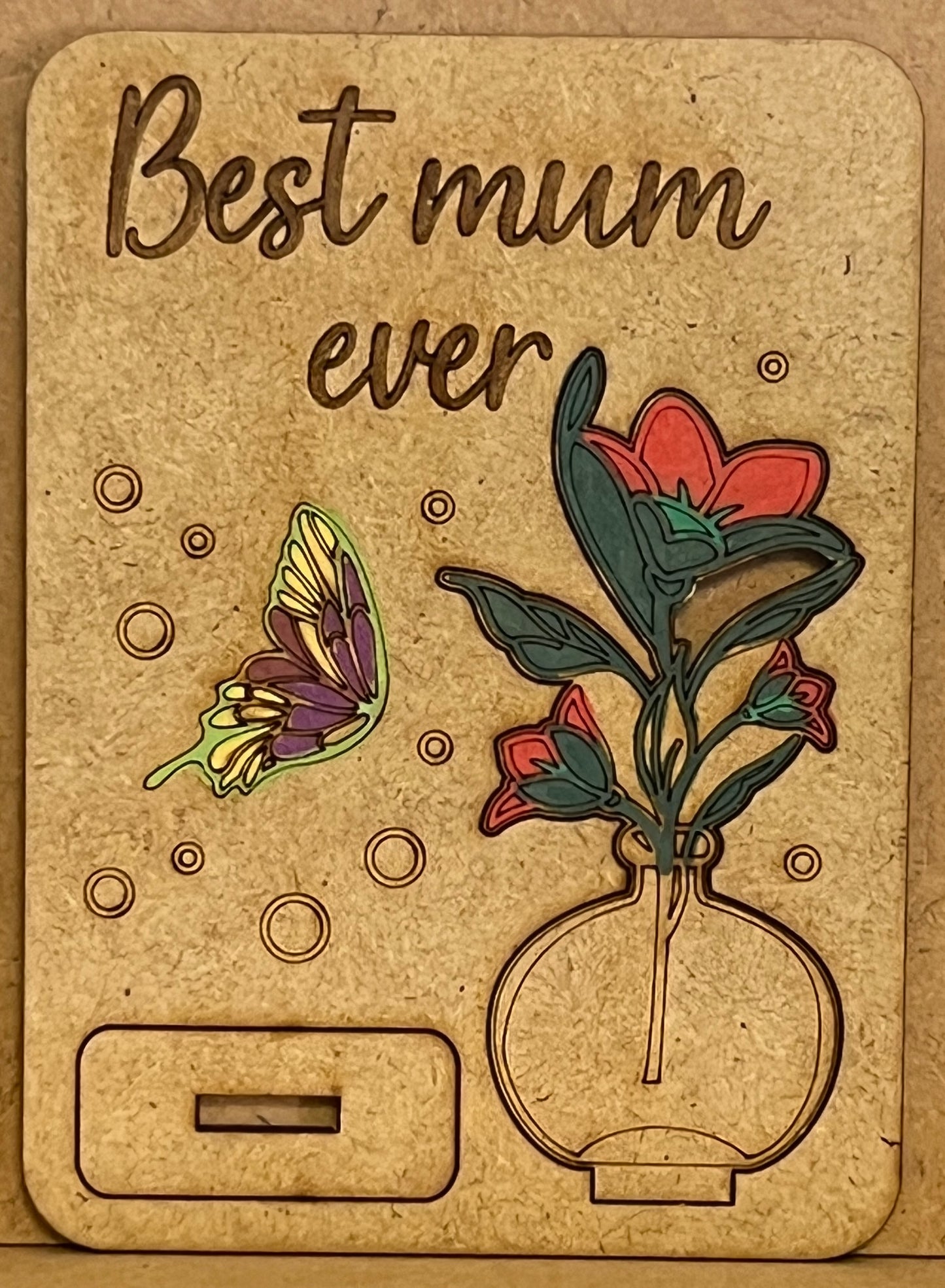 Hand Crafted Mother's Day Wooden Card