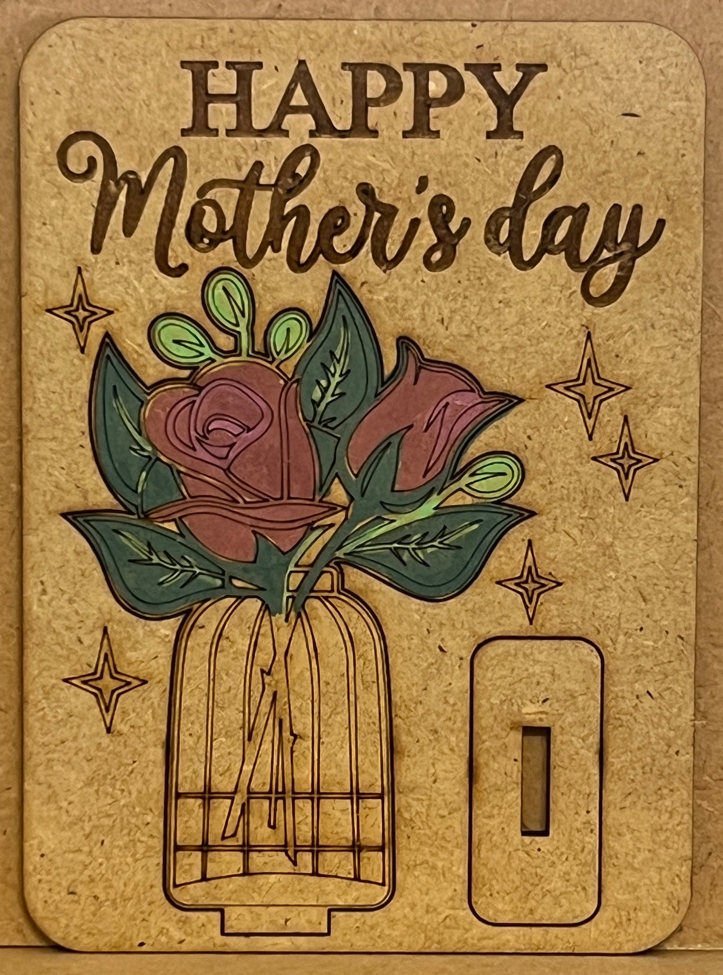 Hand Crafted Mother's Day Wooden Card