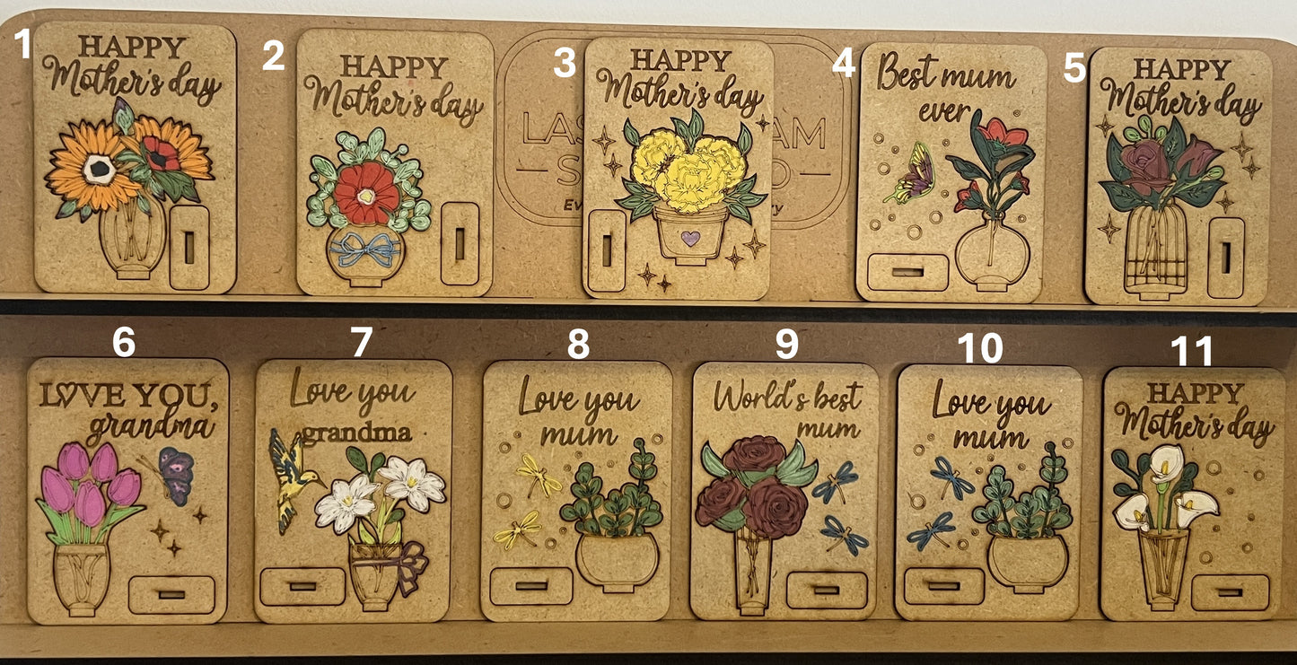 Hand Crafted Mother's Day Wooden Card