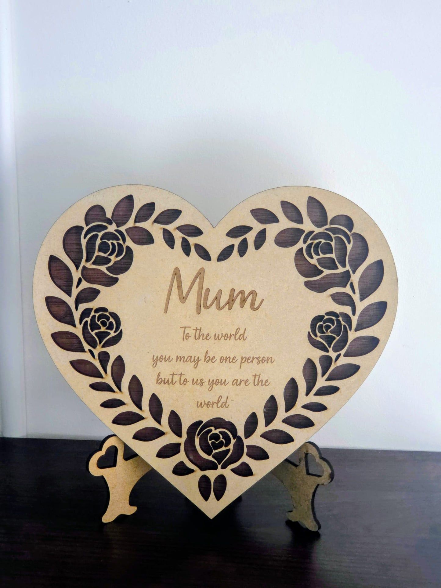 Wooden Mum Heart