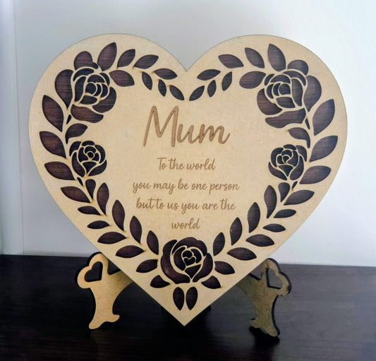 Wooden Mum Heart